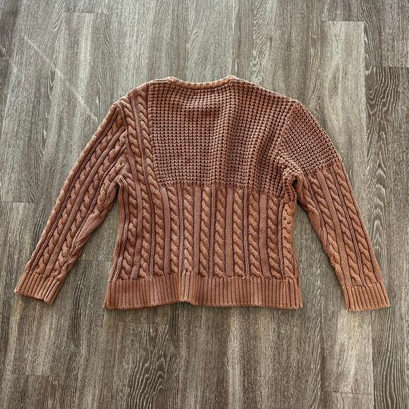 EUC Kith Wheatley Cable Knit Sweater Camel Brown XXL Cotton Crewneck Pullover - Picture 5 of 14